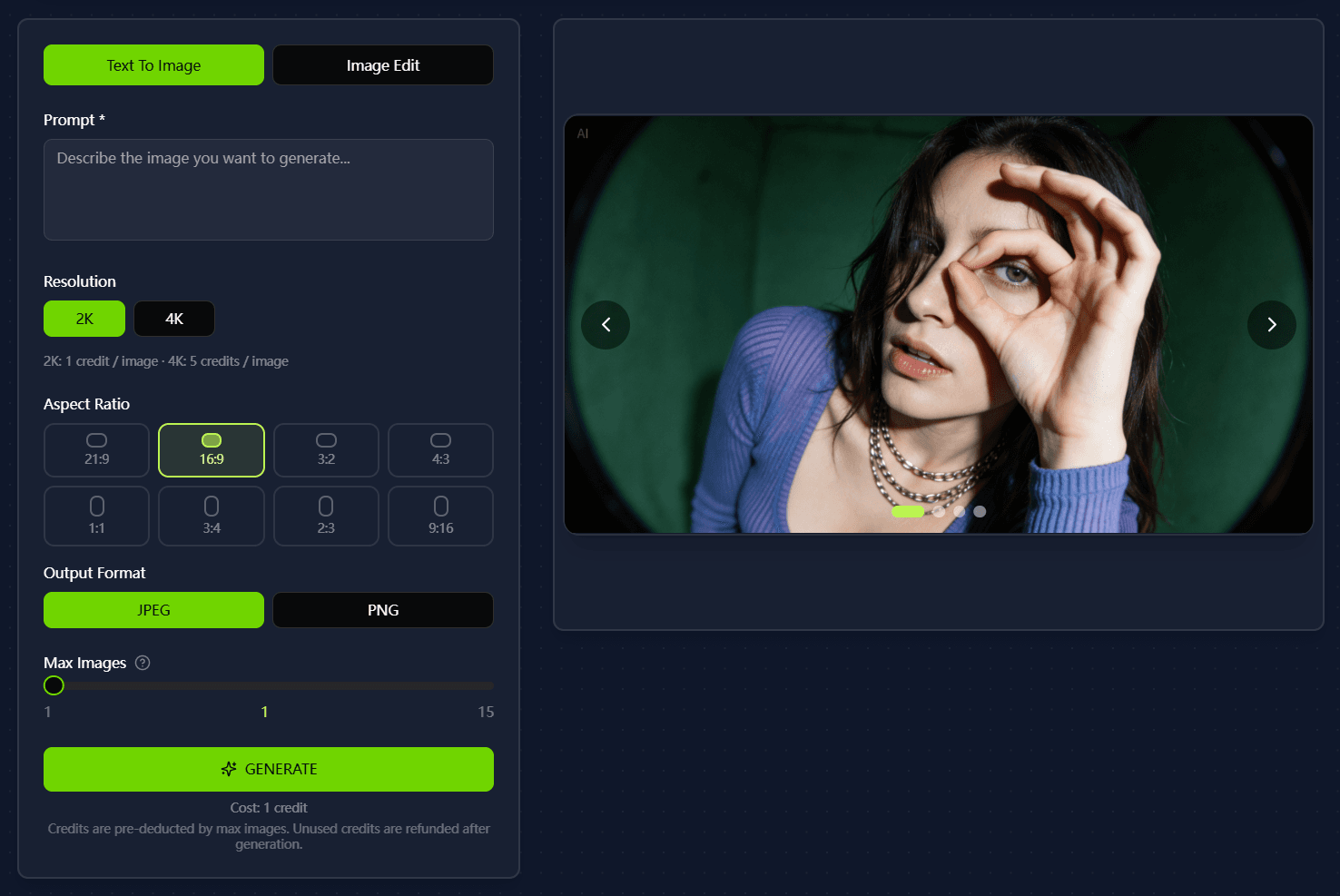 Seedream 5.0 Pro text to image prompt workspace screenshot