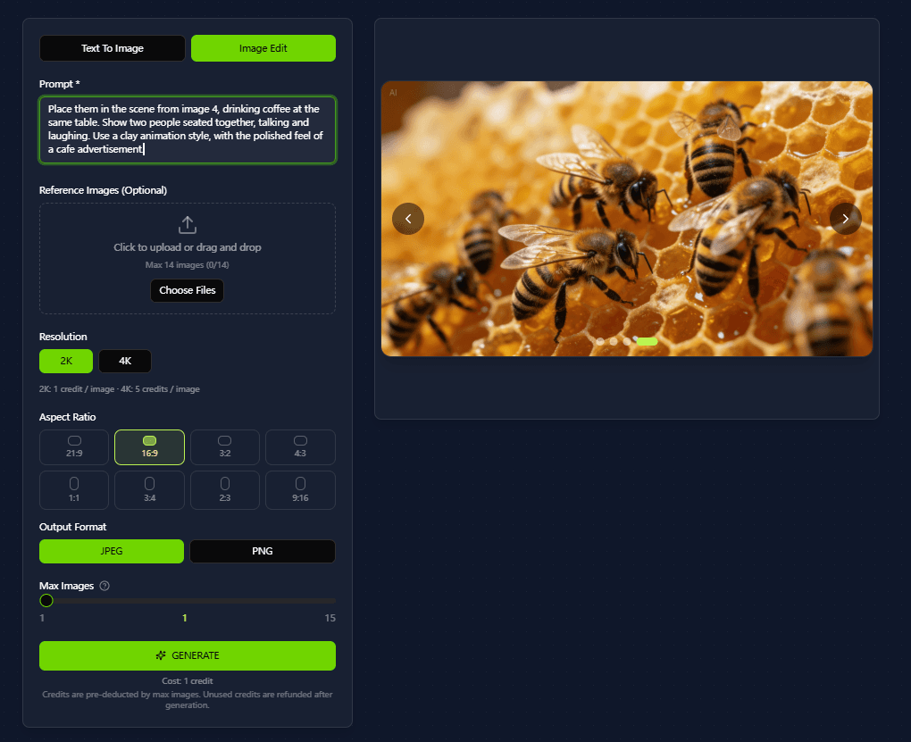 Seedream 5.0 Pro prompt field and text to image settings screenshot